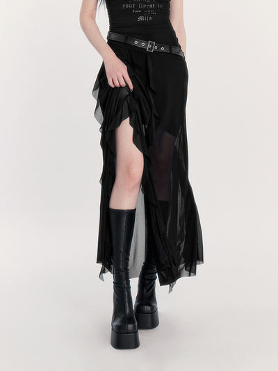 Irregular Multi-layered Mesh Skirt VOC0203