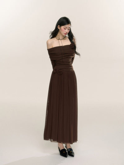 French Style One Shoulder Long Sleeve Waist Dress DIA0222