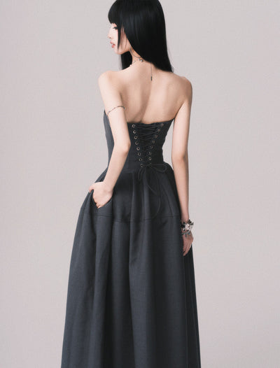 Slimming Puffy Long Tube Top Dress LUL0162