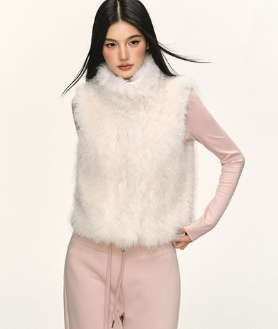 Faux Fur Short Turtleneck Vest Jacket ANA0075