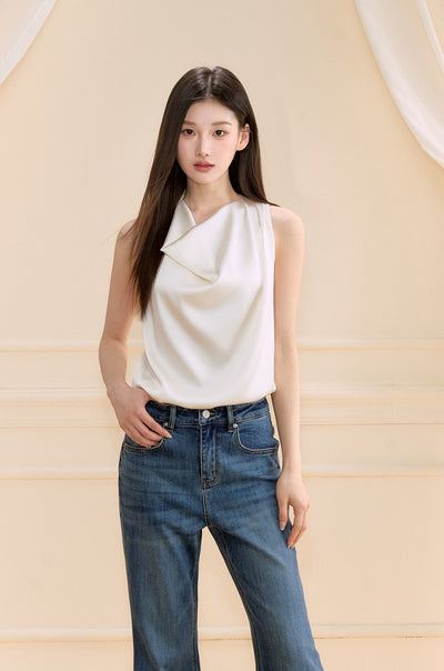 Swing Collar Sleeveless Shirt/Skirt OSH0153