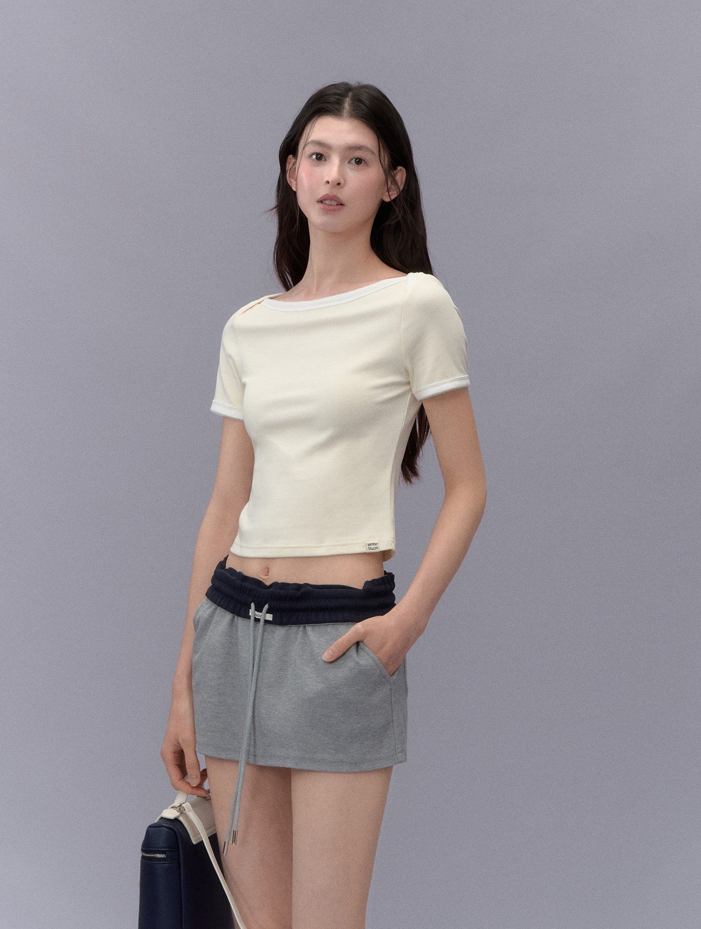 Contrast Color Casual Short Skirt LAL0215
