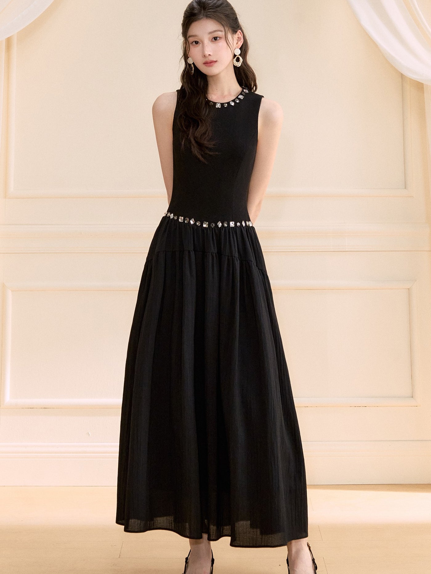Beaded Sleeveless Long Dress OSH0126