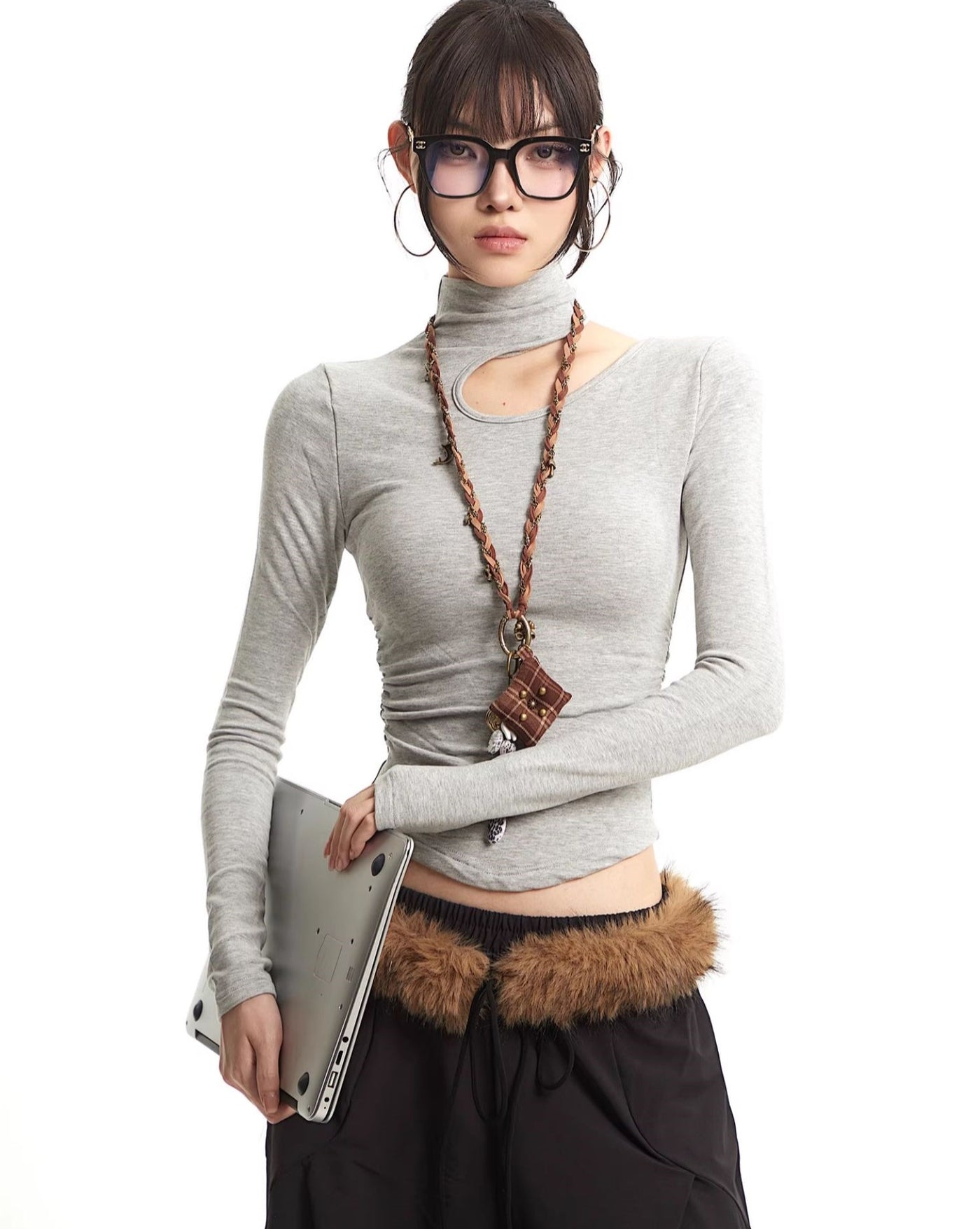 Slim Irregular Cut Long Sleeves T-Shirt UNC0311