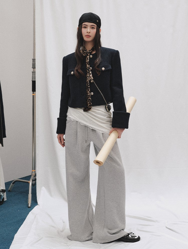 French Style Tweed Round Neck Short Jacket LAL0251