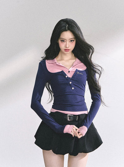 Fake Two-piece Long-sleeved T-shirt DIA0547
