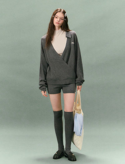 Casual Collared V-neck Sweater/Shorts LAL0234