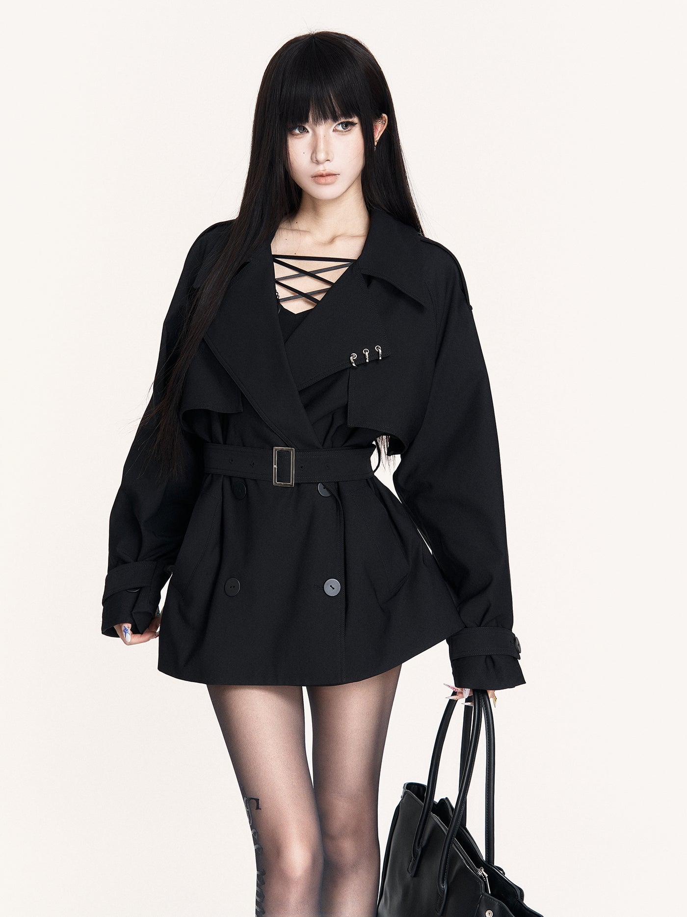 Classic Lapel Short Belt Coat VOC0452