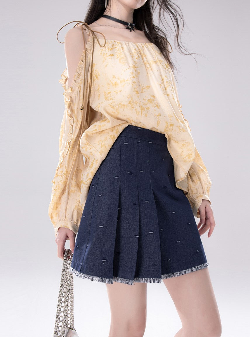 Blue Ripped Suspender Top+Skirt COT0262