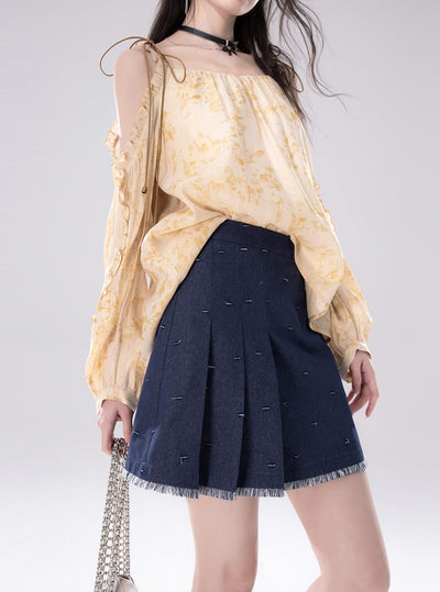 Blue Ripped Suspender Top+Skirt COT0262
