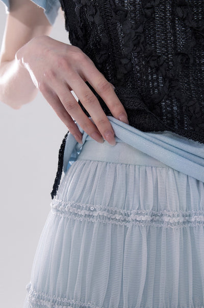 Clear Sky Lace T-shirt+Hollow Vest COT0257