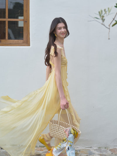Small Flying Sleeves Ruffle Dress LAL0196