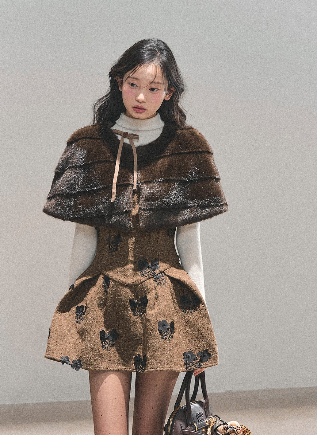 Two-Piece Flower Dress+Rich Cape DIA0728