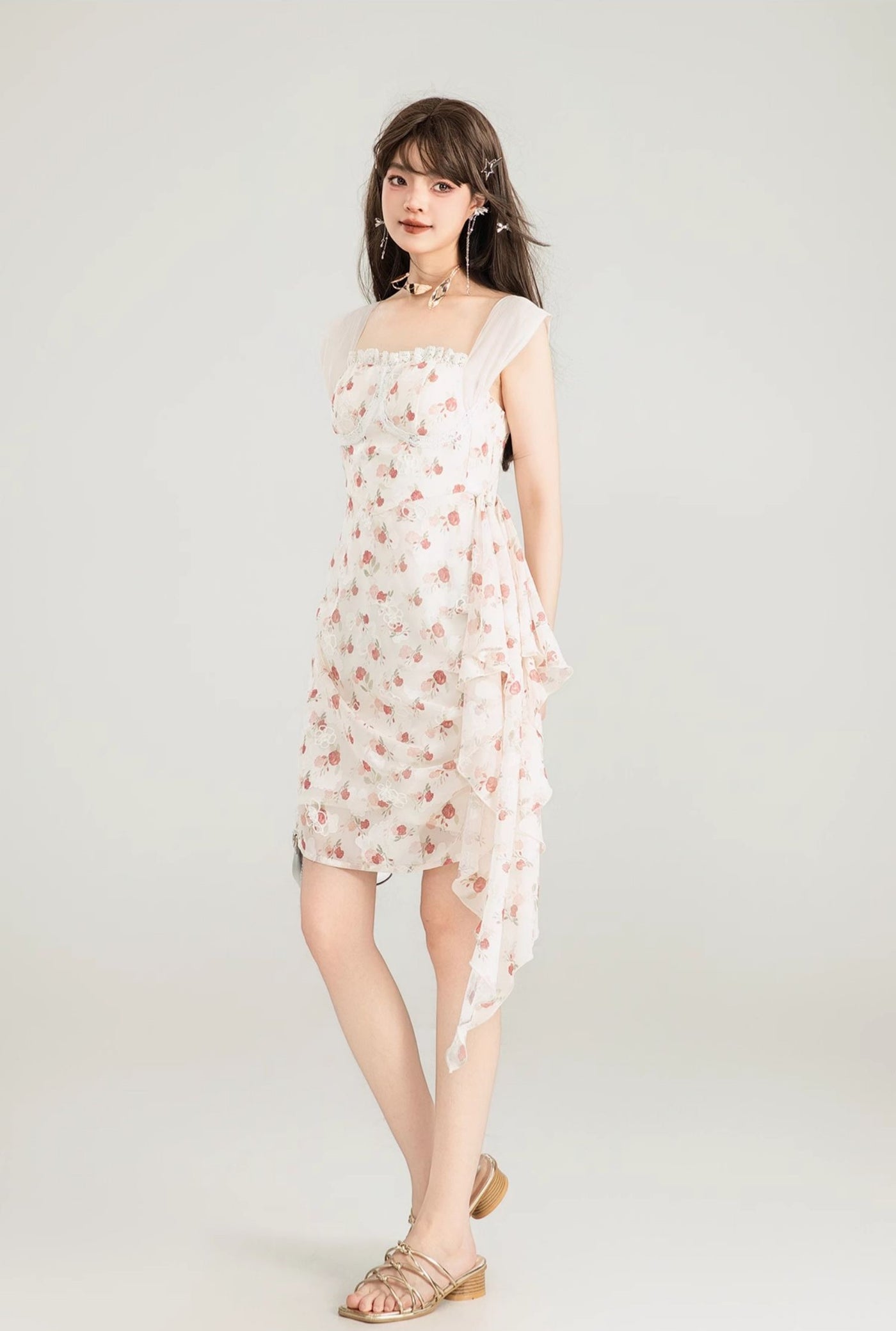 Three-dimensional Flower Slim Dress KEI0132