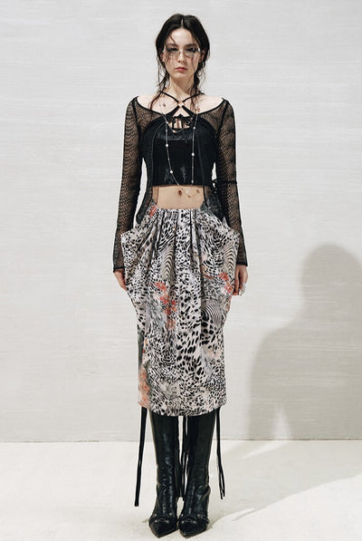 Lace Metallic Cross-strap Top+Cardigan OFA0270