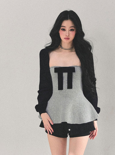 Short Cardigan/Waist Slim Bow Vest DIA0732