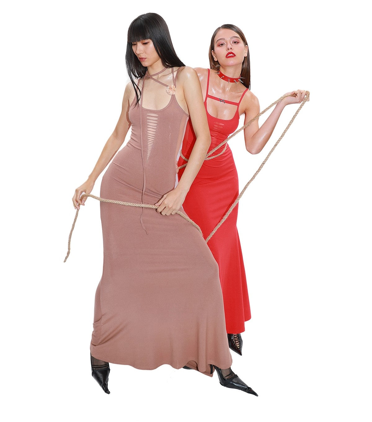 Mesh Rose Suspender Long Dress NOL0027