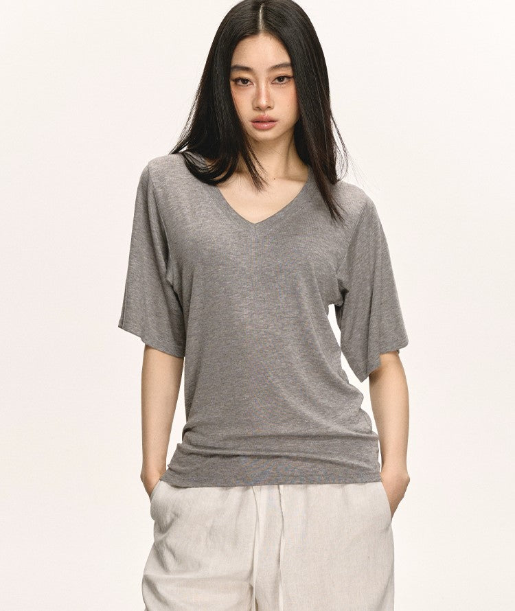 Stretch V-neck T-shirt ANA0027