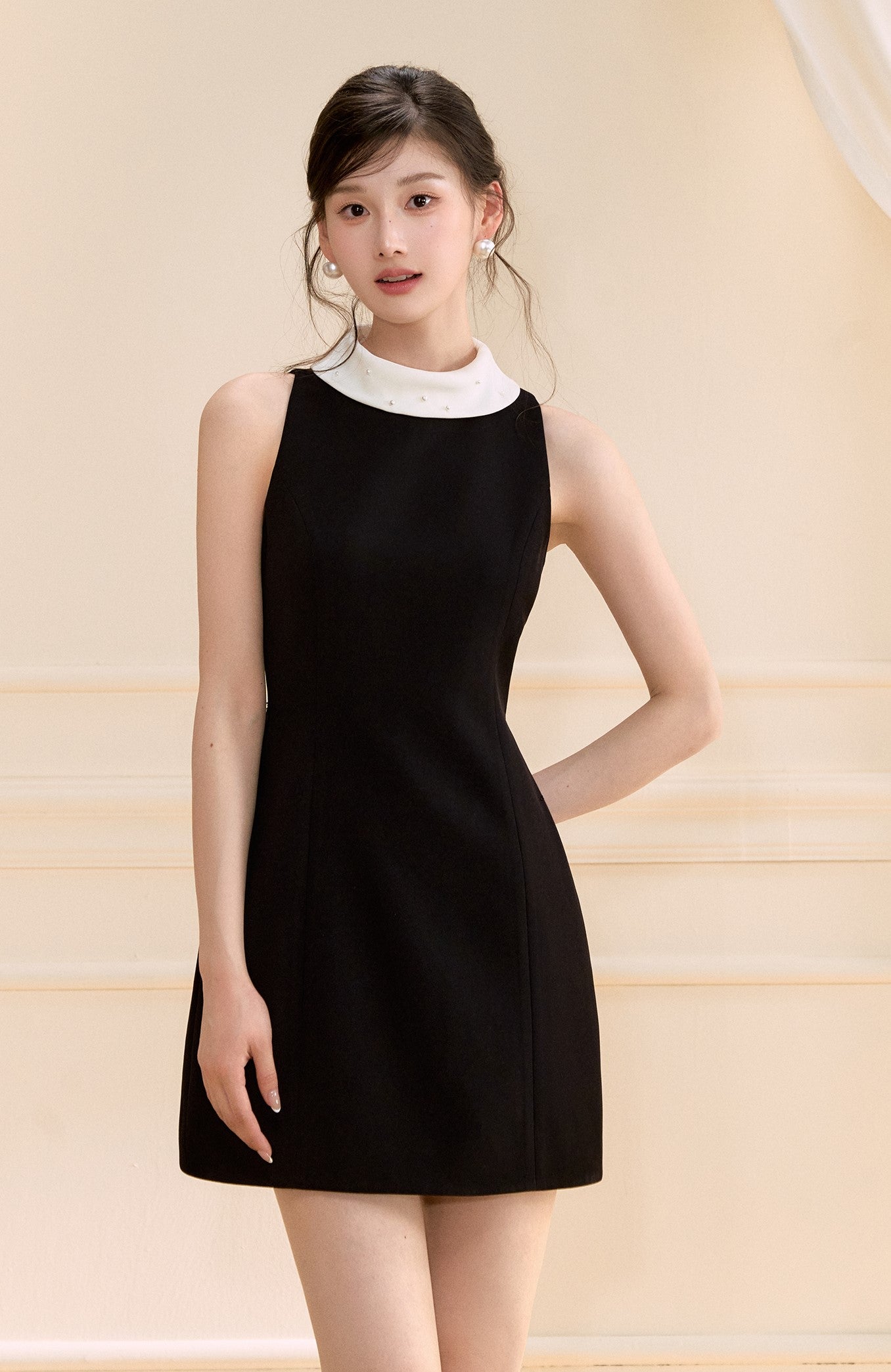 Black Waist Sleeveless Dress OSH0147