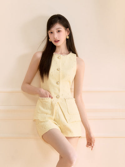 Beaded Sleeveless Vest/Shorts OSH0117