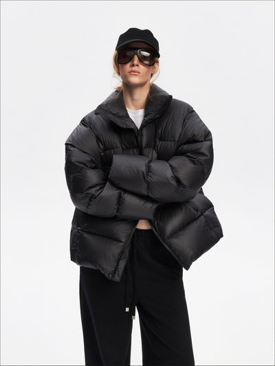 Stand Collar Retro Black Down Jacket SAL0208