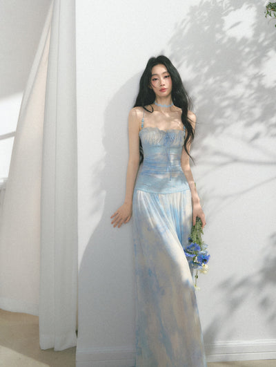 Blue Beaded Lace Dress SAL0168