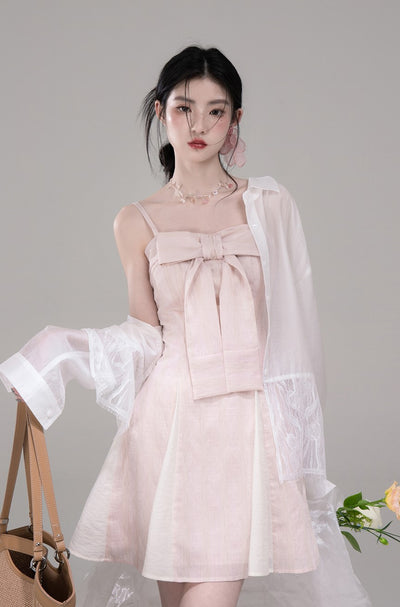 Bow Aurora Light Pink Sling Dress COT0304