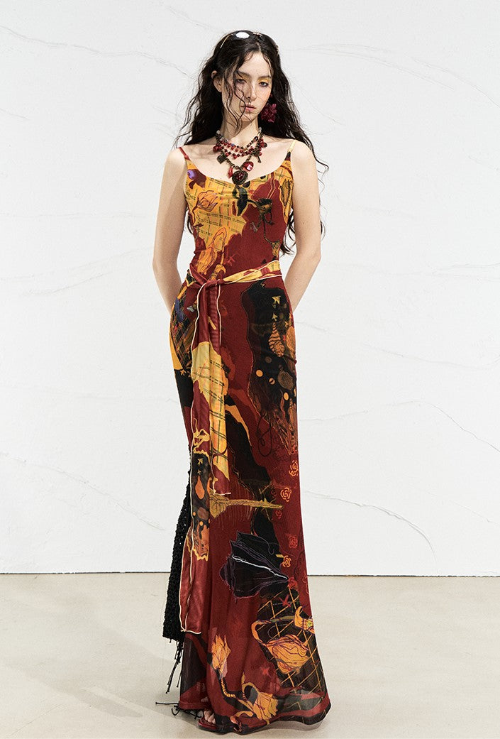 Mondrian Contrast Color Suspender Dress OFA0256