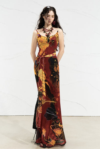 Mondrian Contrast Color Suspender Dress OFA0256