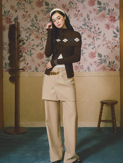 Faux Two-Piece Layered Wide-Leg Pants LAL0231