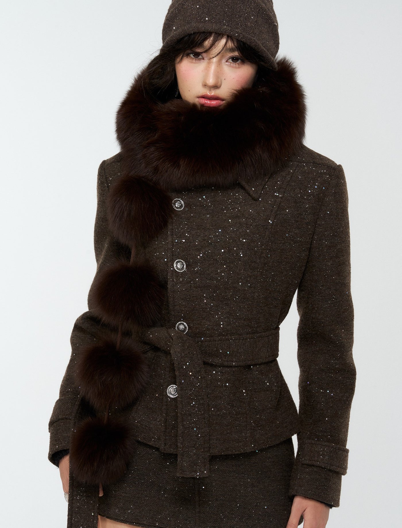 Pom-pom Puff Fur Scarf 4MU0172