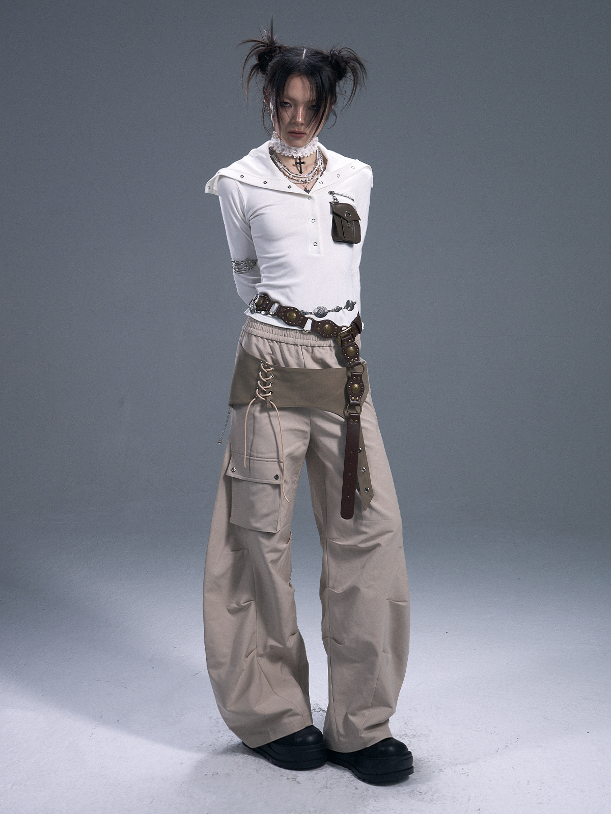 Casual Wide-leg Machete Pants FRU0093