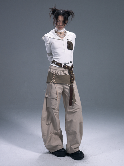 Casual Wide-leg Machete Pants FRU0093