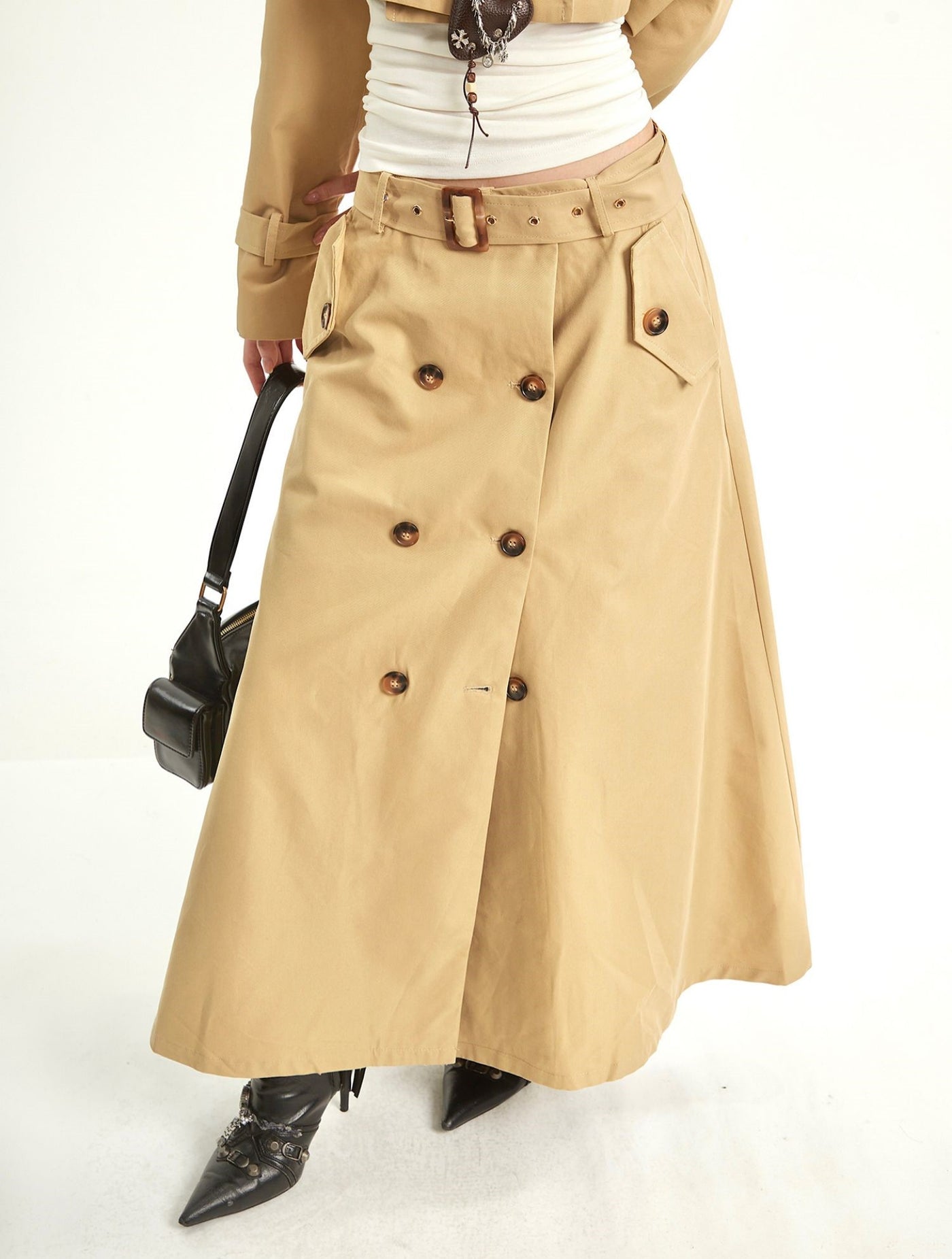 Retro Short Trench Coat+Skirt UNC0278