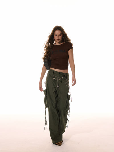 Bowknot Large Pocket Loose Casual Pants ACM0091
