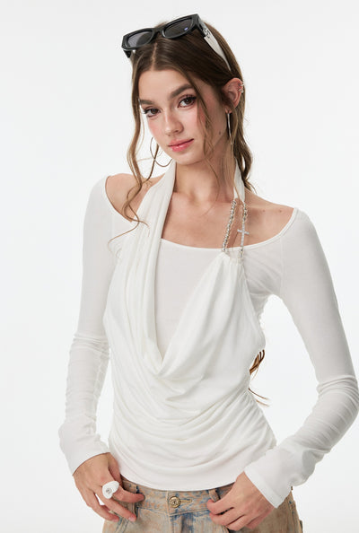 Cross Rhinestone Long Sleeves Top 4MU0157