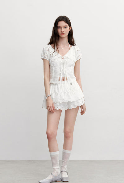 Flower Embroidered Lace Skirt/Shirt AYF0101