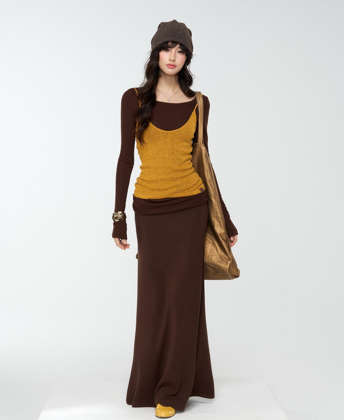 Brown Lazy Style Slimming Skirt 4MU0177