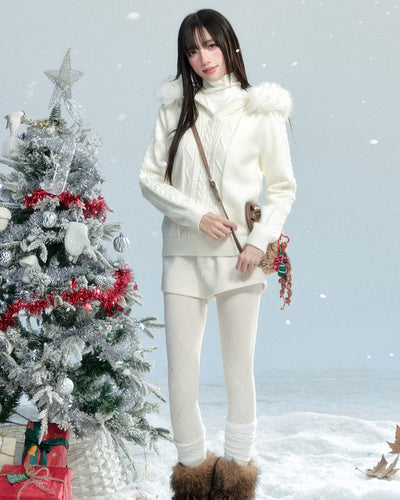 Cable Knit Detachable Collar Jacket FRA0468