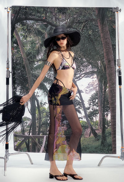 Printed Mesh Camisole+Skirt OFA0238