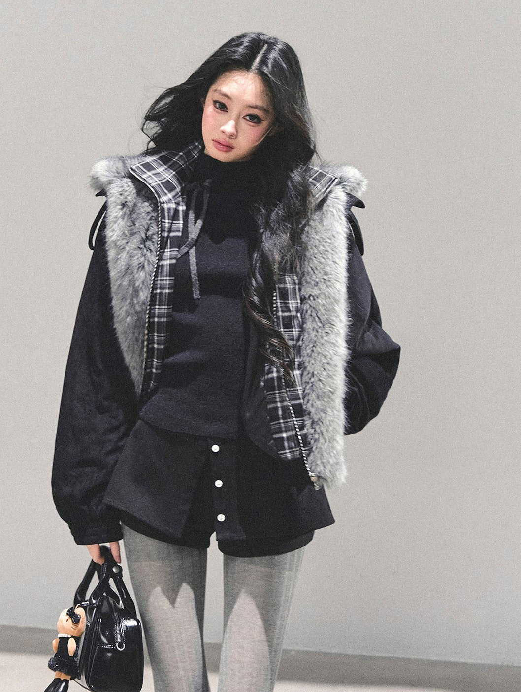 Faux Two-Piece American Style Plaid Jacket DIA0672