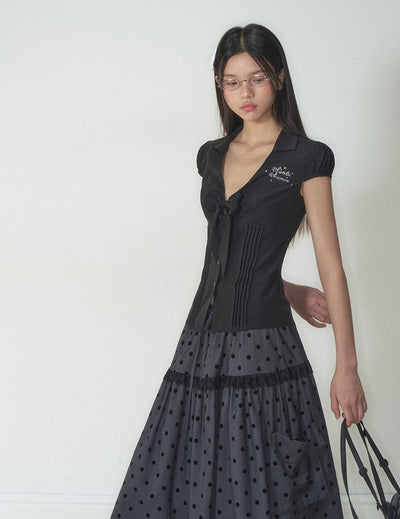 Retro Bow Slim Shirt SOO0004
