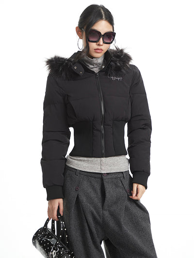 Stand Collar Hooded Short Down Jacket UNC0322