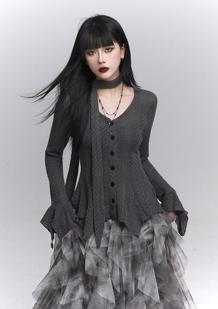 Long-Sleeved Knited Thin Cardigan LAD0232