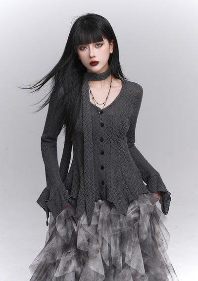 Long-Sleeved Knited Thin Cardigan LAD0232