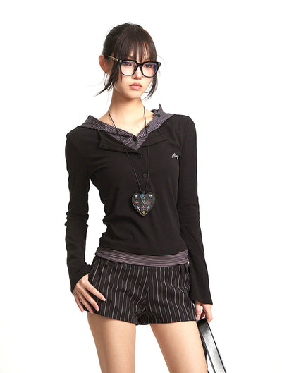 Fake Two-piece Hooded T-shirt UNC0284