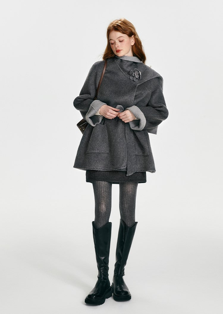 Loose Cape Style Reversible Wool Double-sided Coat BOH0093