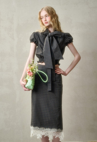 Plaid Suit Bow Shirt/Skirt GRO0146