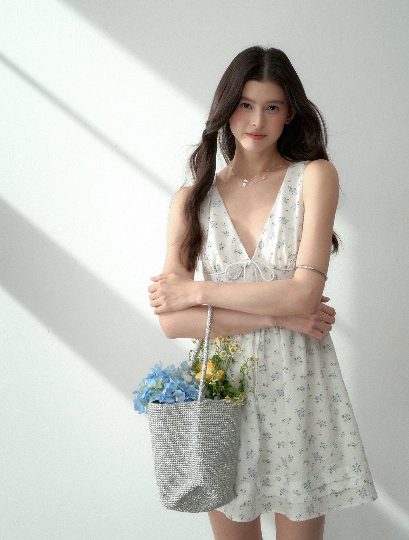 Bow Tie V-neck Midi Dress LAL0188