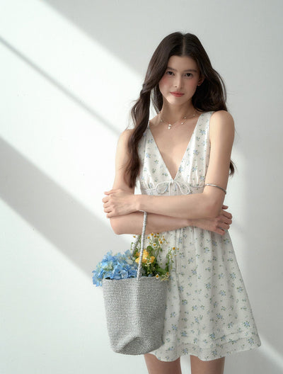 Bow Tie V-neck Midi Dress LAL0188